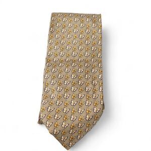 Brooks Basics Vintage Butterfly Silk Novelty Tie Tan / Multicolor